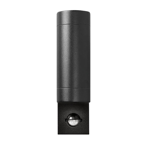 Luna GU10 IP44 Black Fixed Up/Down Wall Light with PIR
